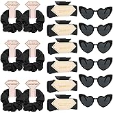 Tethzeng Bridesmaid Scrunchies Proposal Gifts Bachelorette Hair Claws Clips Girls heart sunglasses for Wedding Party Favors (18pcs dark black)