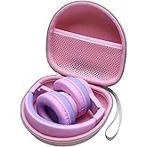 Kids Headphones Case Compatible with iClever BTH12 / BTH20/ BTH26/HS19, JoySpark, Candy Bila, EarFun, MIDOLA, IMYB Foldable Kids Headphones, Pink Travel Storage Bag(Case Only)
