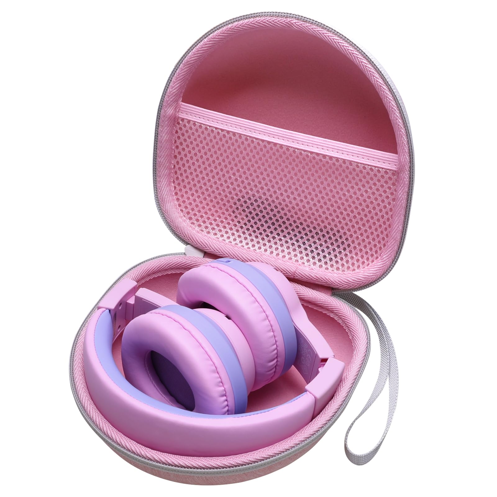Photo 1 of Kids Headphone Case Compatible with iClever BTH12 / HS19 / BTH26 / JBL JR320BT / JoySpark-T5 / Candy Bila BH03 / EarFun/IMYB/MIDOLA MD-B01 / noot Products Foldable Kids Headphones, Pink (Case Only)
