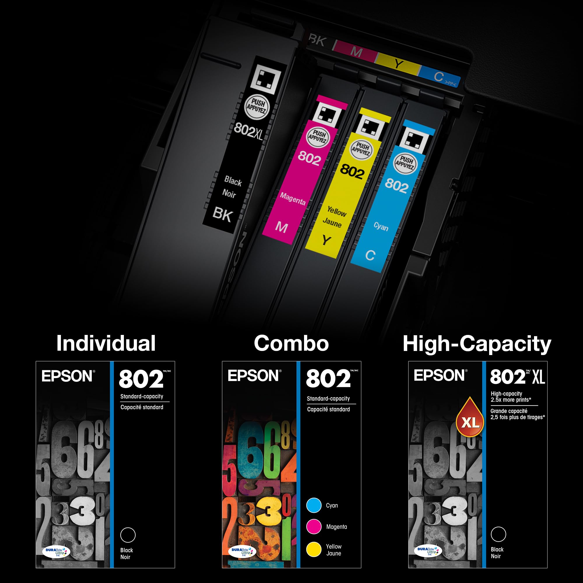 EPSON 802 DURABrite Ultra Ink High Capacity Black Cartridge (T802XL120-S) Works with WorkForce Pro WF-4720, WF-4730, WF-4734, WF-4740