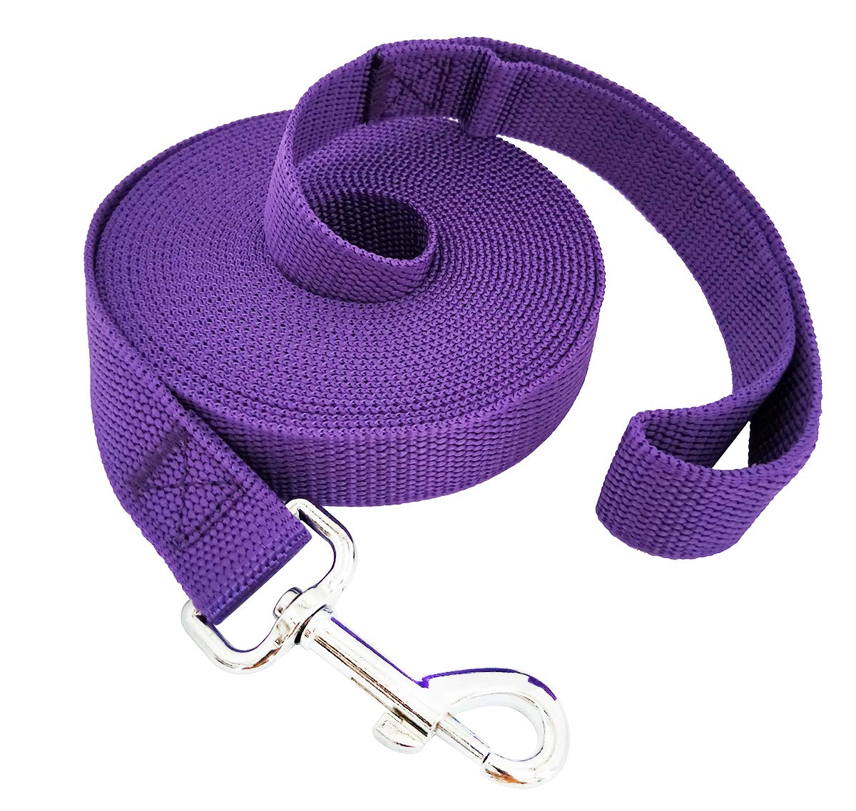 SALO Nylon Training Dog Leash for Small Medium Large Dogs, 1 Inch Wide, 20ft 30ft 40ft 50ft Long Leash Dog/Puppy Lead for Obedience Recall Training, Camping, or Backyard (20 Foot, Purple)