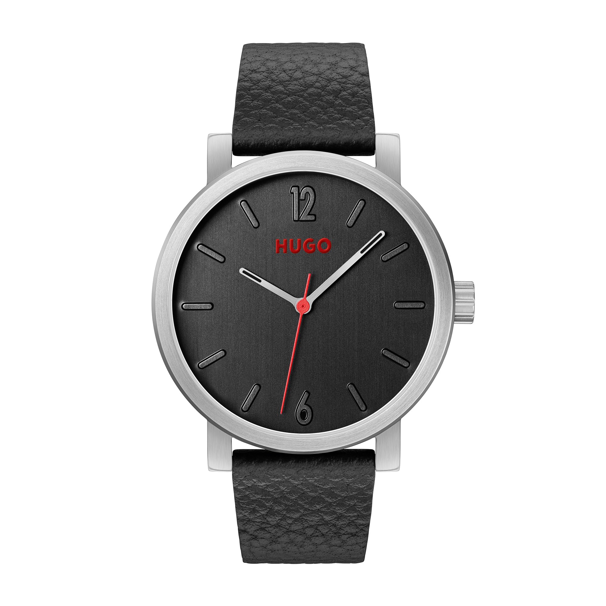 HUGO Analogue Quartz Watch for Men #RASE Collection with Black Leather Strap - 1530115