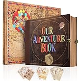AIPASA Our Adventure Book Scrapbook Photo Album 146-Page, Retro Embossed Travel Memory Book for Anniversary Wedding, Up Personalized Gifts for Couples Traveler Newlyweds (8.9 * 7.7 in)