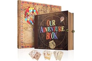 AIPASA Our Adventure Book Scrapbook, Photo Album 146-Page, Retro Embossed Travel Scrapbook, Up Memory Book for Couples, Gifts, Anniversary, Wedding (8.9 * 7.7 in)