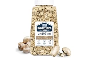 Harmony House Foods Freeze-Dried Mushroom Dices (1.5 oz, Quart Size Jar)