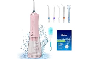 WellLeo Water Flosser for Teeth, 300ML Cordless Oral Irrigator Rechargeable Dental Flosser Picks with 5 Modes 5 Jet Tips,IPX7 Waterproof Teeth Cleaner for Braces Gum Care, Home Travel Use