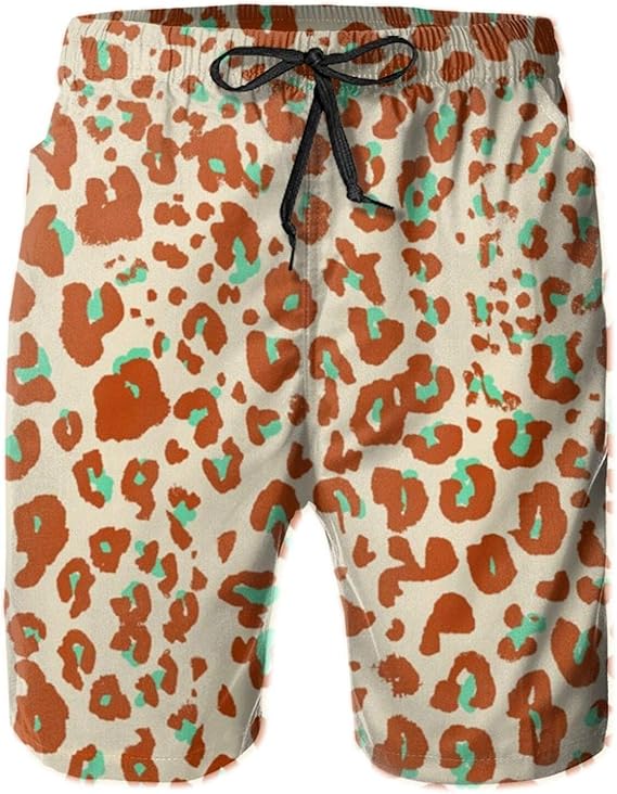 Nomichu Men's Swim Trunks, Texture Leopard Print QuickDry Swim Trunk