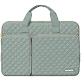 MOSISO 360 Protective Laptop Case 16 inch, 15-15.6 inch Laptop Sleeve Compatible with MacBook Pro 16 inch, HP Acer Dell Lenovo ASUS, Square Quilted Bag Cover with 2 Pockets&Handle&Belt, Antique Green