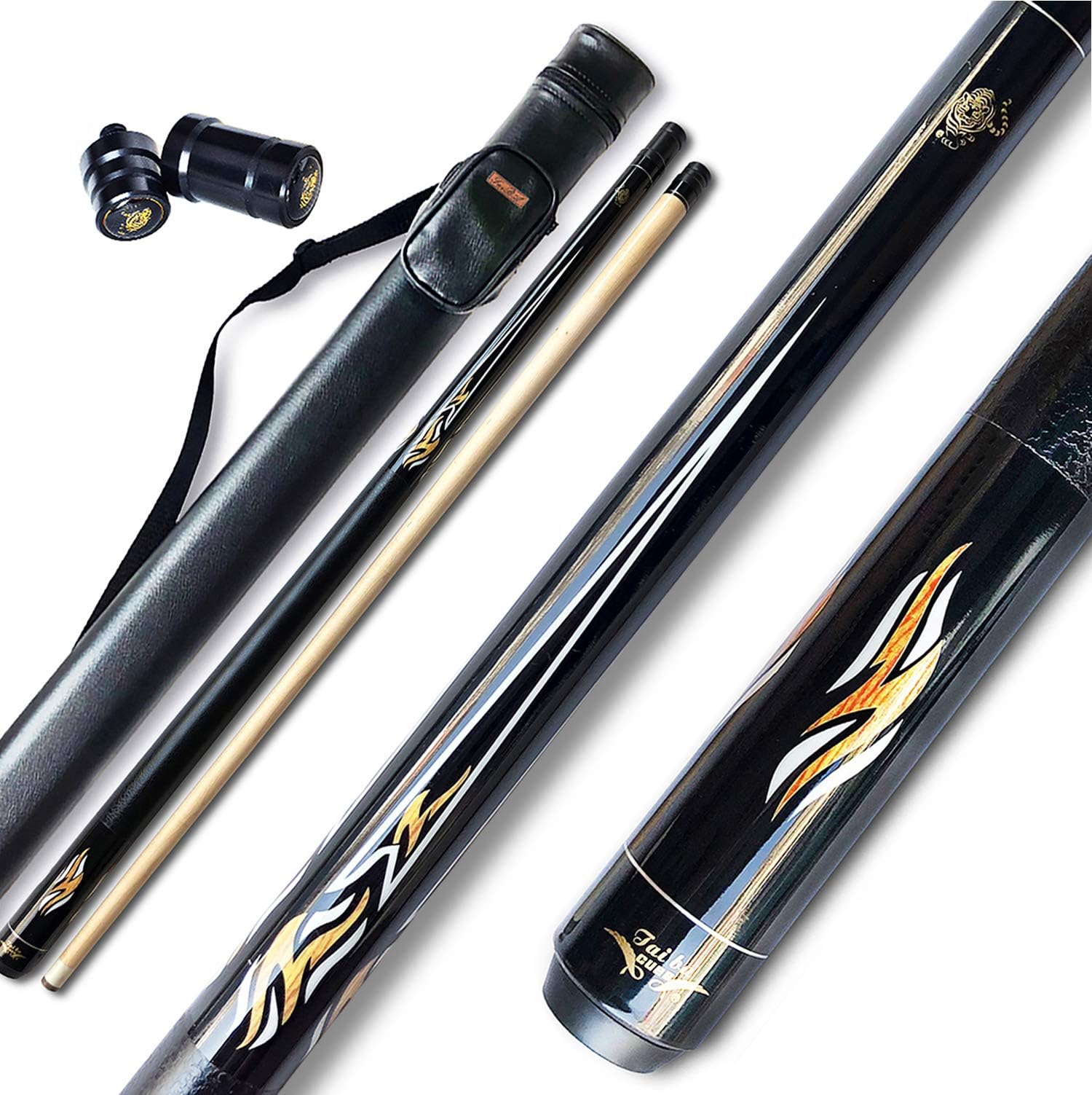 Tai ba cues 2-Piece Pool cue Stick + Hard Case, 13mm Tip, 58", Hardwood Canadian Maple Professional Billiard Pool Cue Stick 18,19,20,21,22 Oz Pool Stick (Selectable)-Blue, Black, Red, Gray, Green
