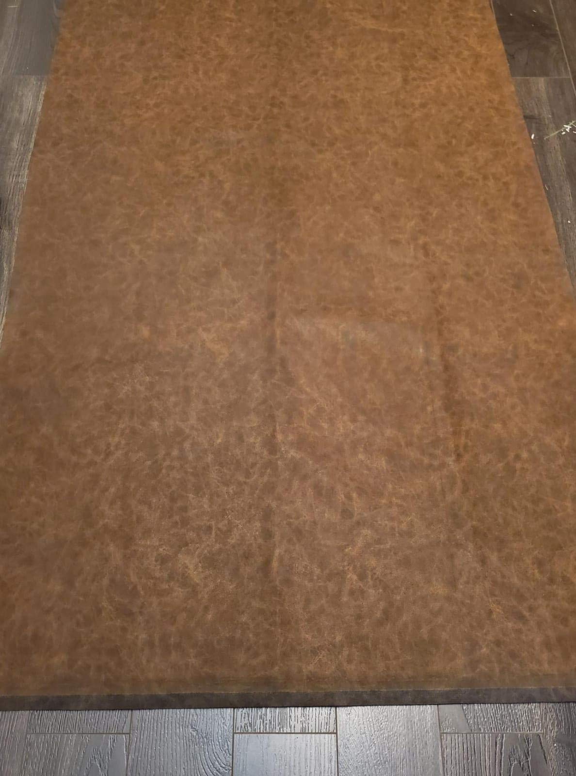 NAT Leathers | Brown Distressed 2 Tone Oily Faux Vegan Leather PU (Peta Approved Vegan) | 1 Yard 36 inch x 54 inch Cut by Yard Pleather 0.9 mm Upholstery | Brown Crazy Horse Distress 36