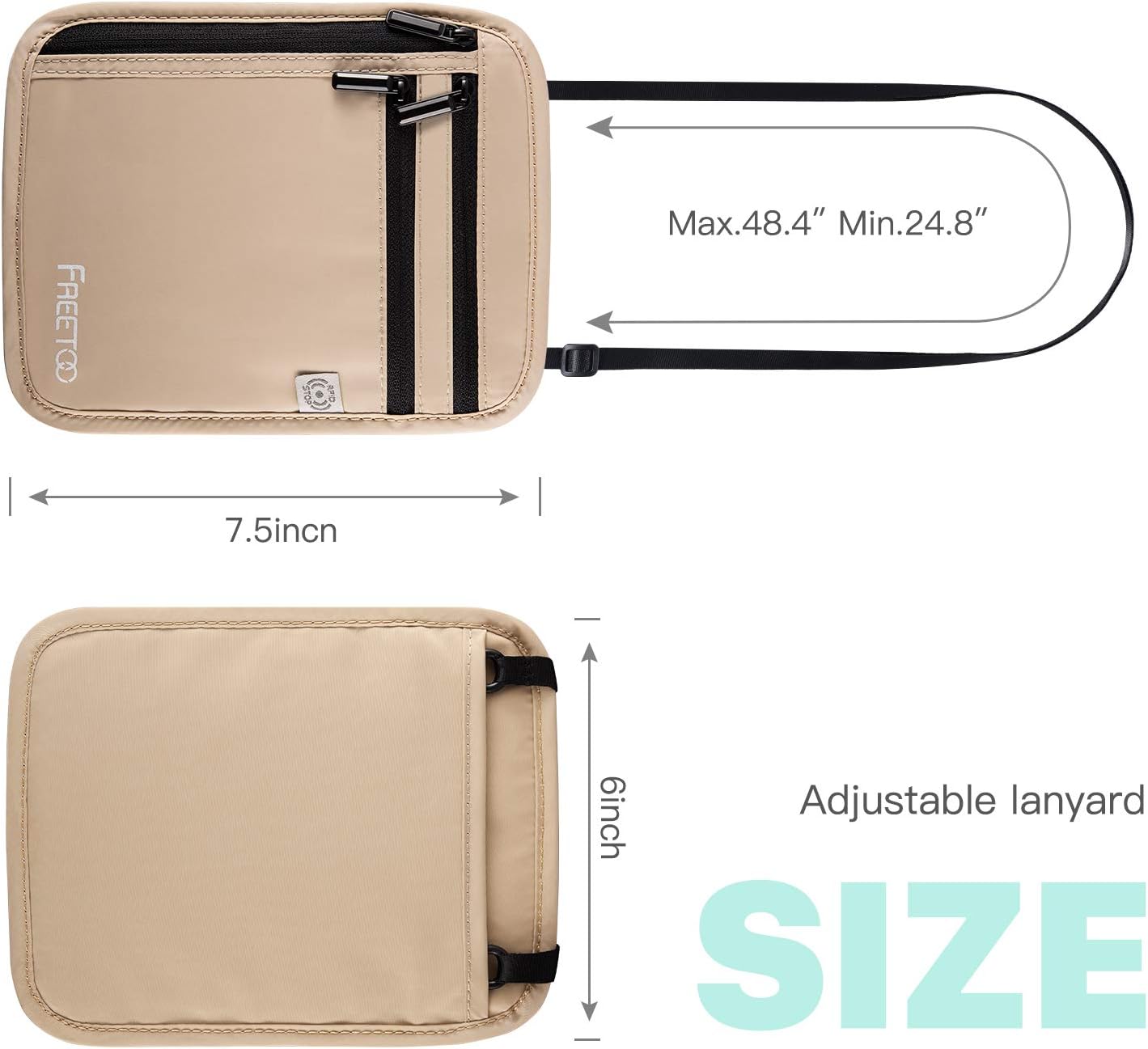 FREETOO Travel Neck Wallet & Hidden Passport Holder with RFID Blocking, Travel Neck Pouch Document Bag for Men/Women: Sports & Outdoors