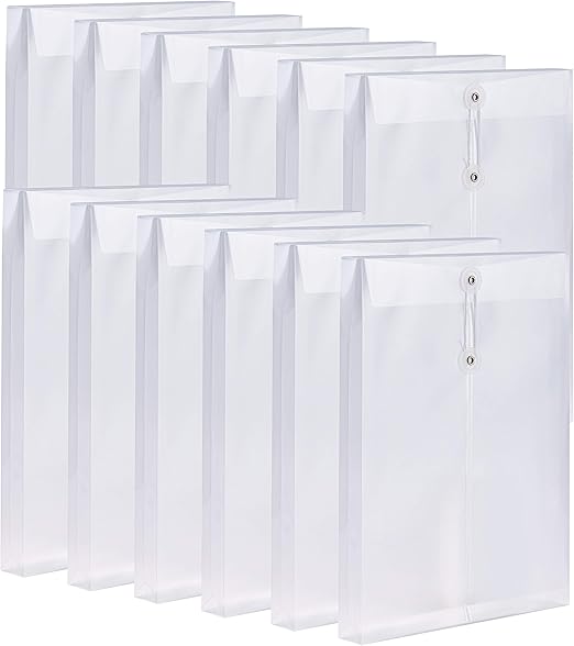 FANWU 12 Pack Clear Plastic Envelopes Poly Envelopes