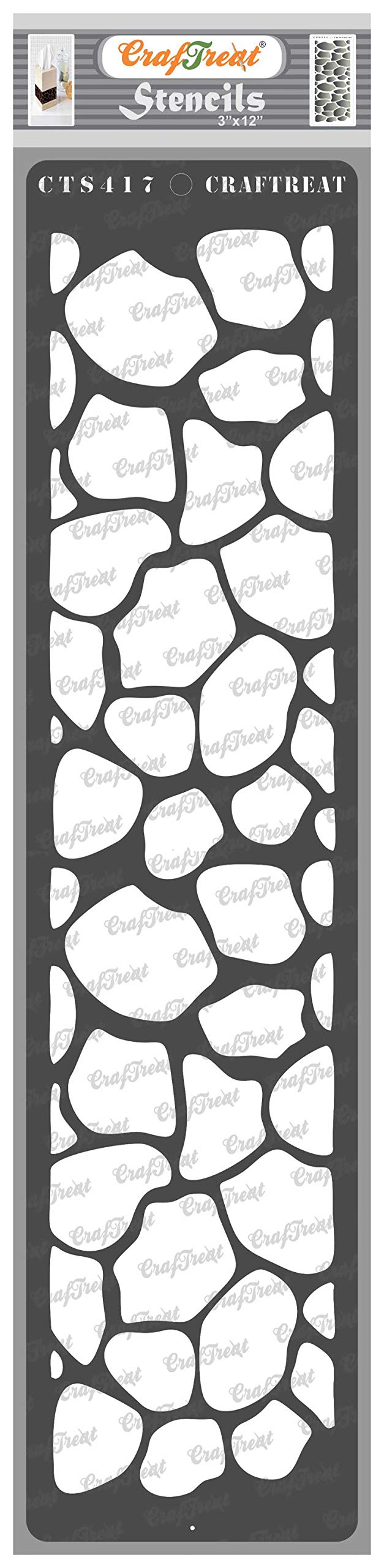 CrafTreat Reusable Giraffe Print Stencil for Painting on Wood, Canvas, Paper, Fabric, Wall and Tile - Giraffe Skin -3x12 Inch - DIY Art and Craft Stencils for Borders - Animal Skin Stencil