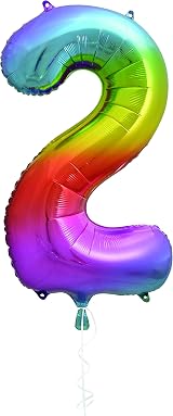 Unique 2-Shaped Rainbow Foil Balloon 86cm Party Celebration Decor view 3