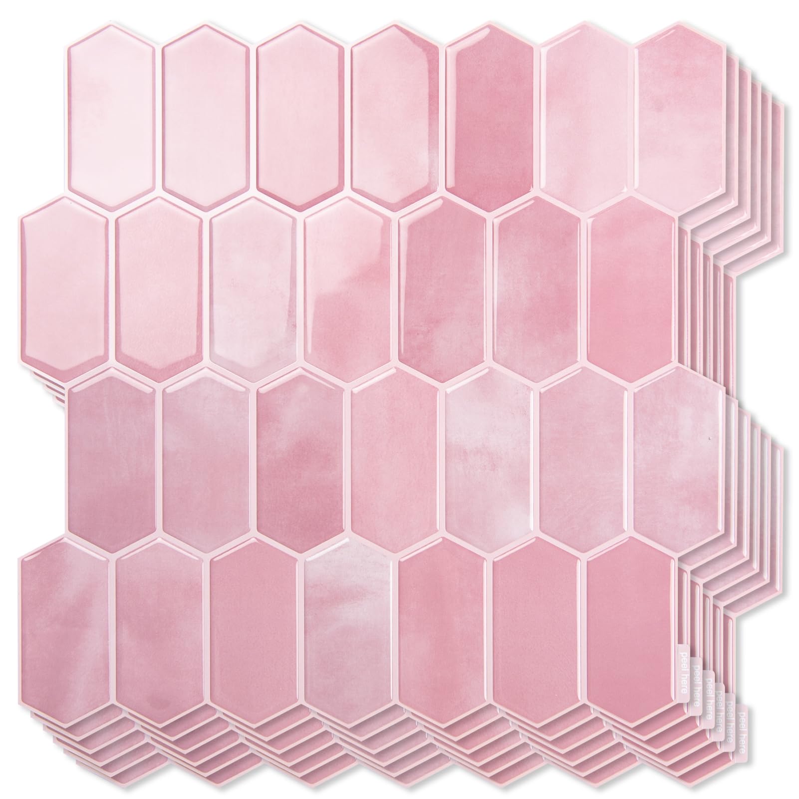 Photo 1 of Art3d 10-Sheet Heavy-Duty Peel and Stick Backsplash, Self-Adhesive Vinyl Wall Tiles for Kitchen Countertop Bathroom, PinkLPNPMEX5429534
