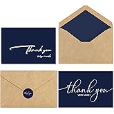 AZAZA 24 Pack Thank You Cards with Envelopes & Stickers,Thank You Notes Bulk 4x6 Inches Blank Thank You Cards for Wedding, Bridal Shower, Baby Shower, Small Business, Funeral,Navy