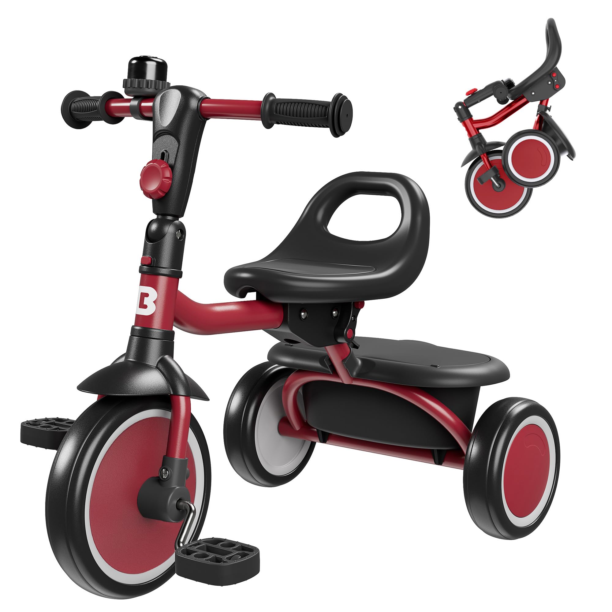 Photo 1 of besrey Toddler Tricycle with Bell, Kids Tricycle Age 18 Months to 5 Years, Kids Trike, Toddler Bike for 1.5-5 Year Olds, Baby Trike, Gifts & Toys for Boys & Girls, Red