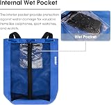 WANDF Swim Bag Mesh Drawstring Backpack Navy Blue for Beach Gym Swimming view 3