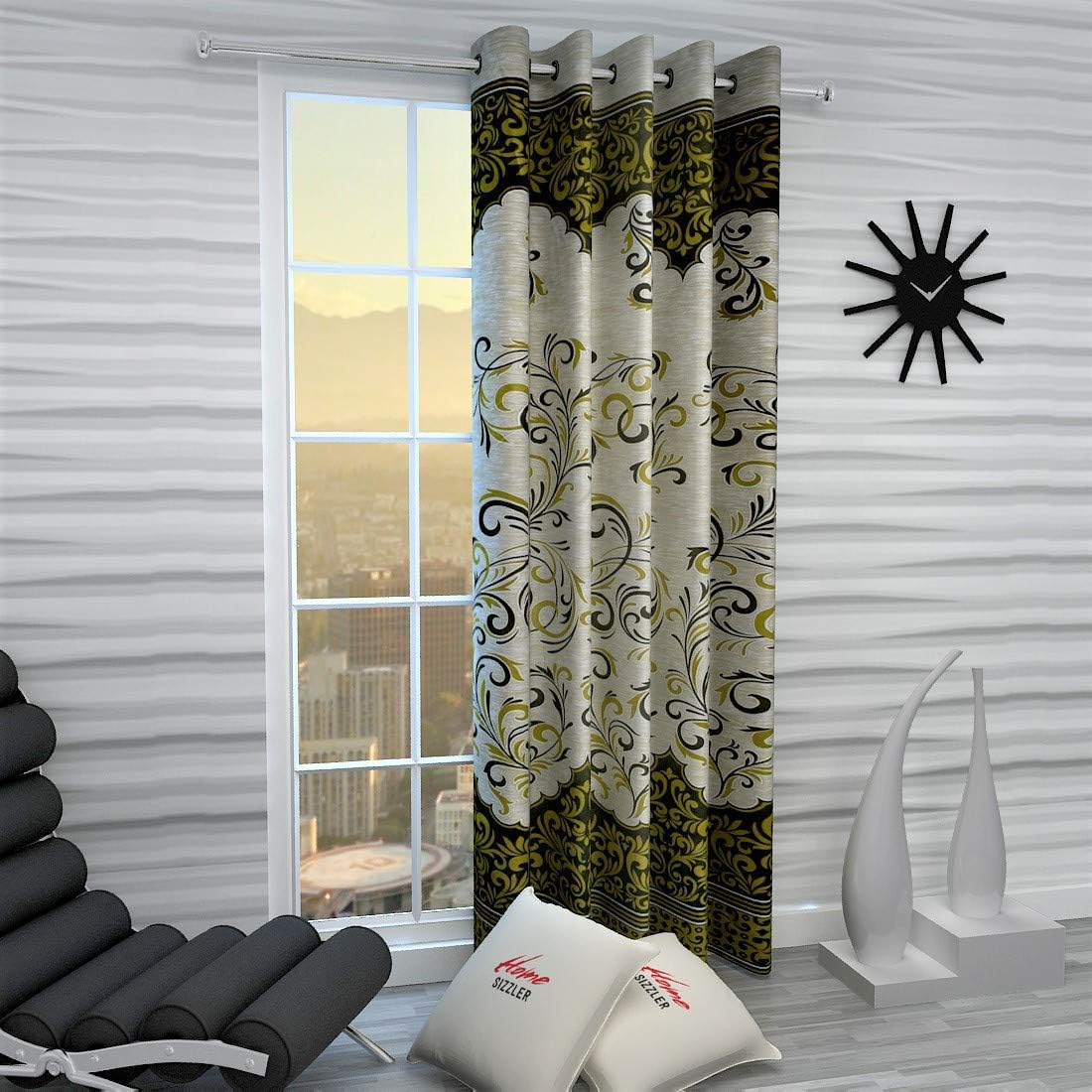 Home Sizzler 1 Piece Eyelet Polyester Window Curtain - 5 ft, Green