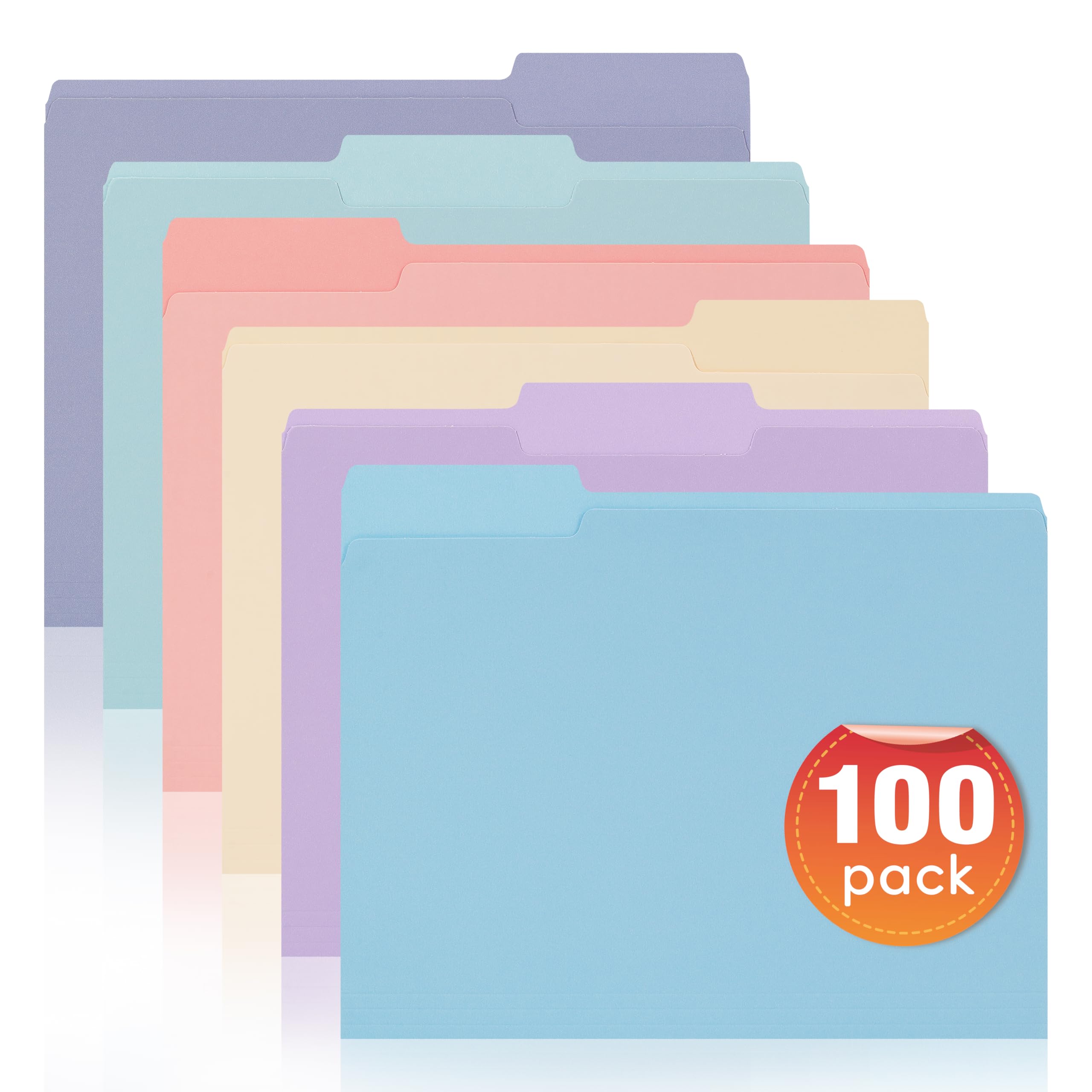 Photo 1 of 100 Packs File Folders Letter Size, 8.5 x 11 Colored File Folders 1/3 Cut Tab for Easy Labeling, for Home, Office, School Filing