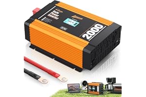 Ampeak 2000W Pure Sine Wave Inverter 12V DC to 120V AC LCD Display Power Inverter 17 Protections 3AC Outlets Dual 5V/3.1A USB Ports for Emergency Backup