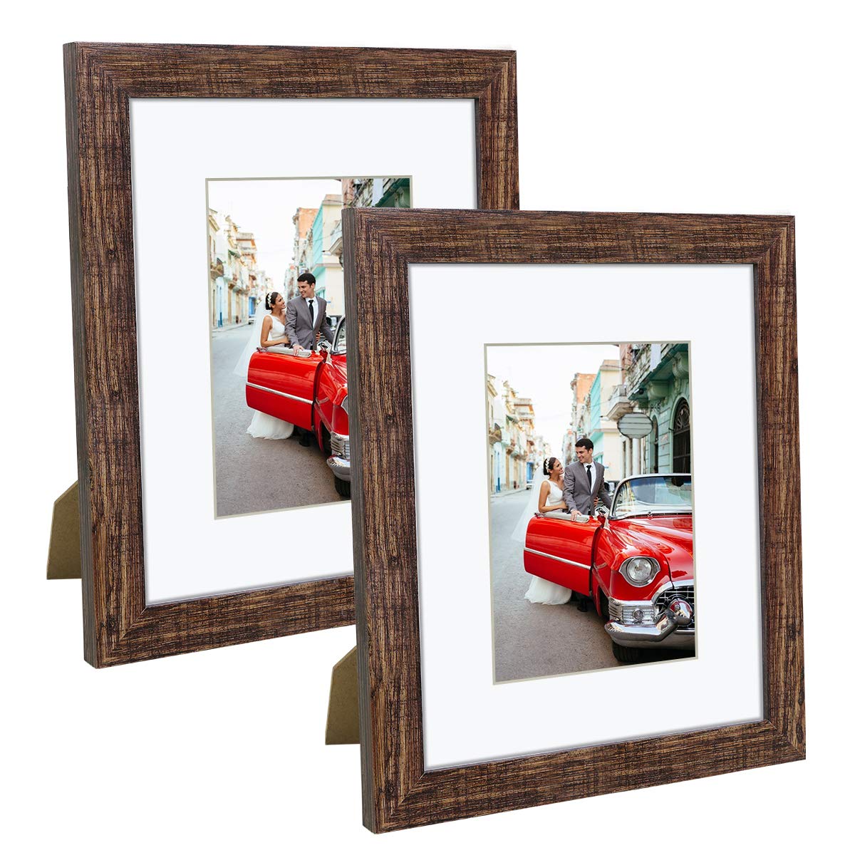 Buy Q.Hou 8x10 Picture Frames Wood Patten Rustic Brown Set of 2, with