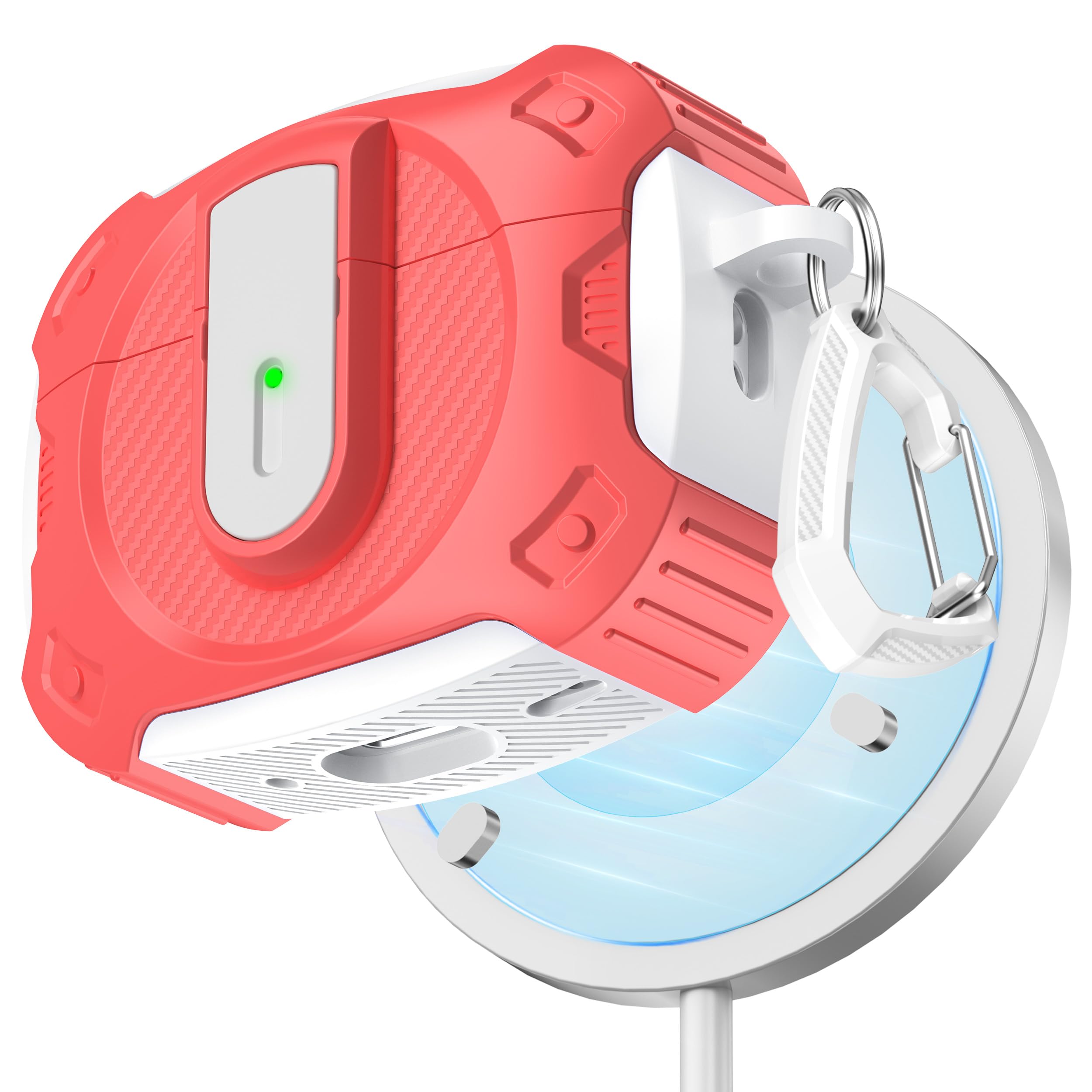 Photo 1 of RFUNGUANGO for AirPods Pro 2nd Generation Protective case, 2024 New Space-Themed Protective case. Compatible with Airpods Pro 1/2 and, Works with MagSafe.White+Pink Peach