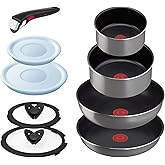 Tefal L16199 Tifal Handle Removable Pot Frying Pan Set, 9-piece Set, For Gas Fire, Ingenio Neo Phrase Gray, Non-Stick Gray