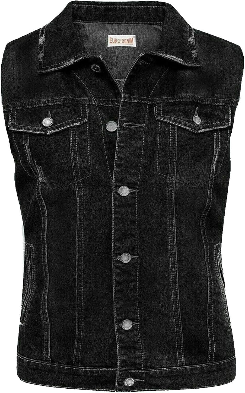 black sleeveless denim jacket mens