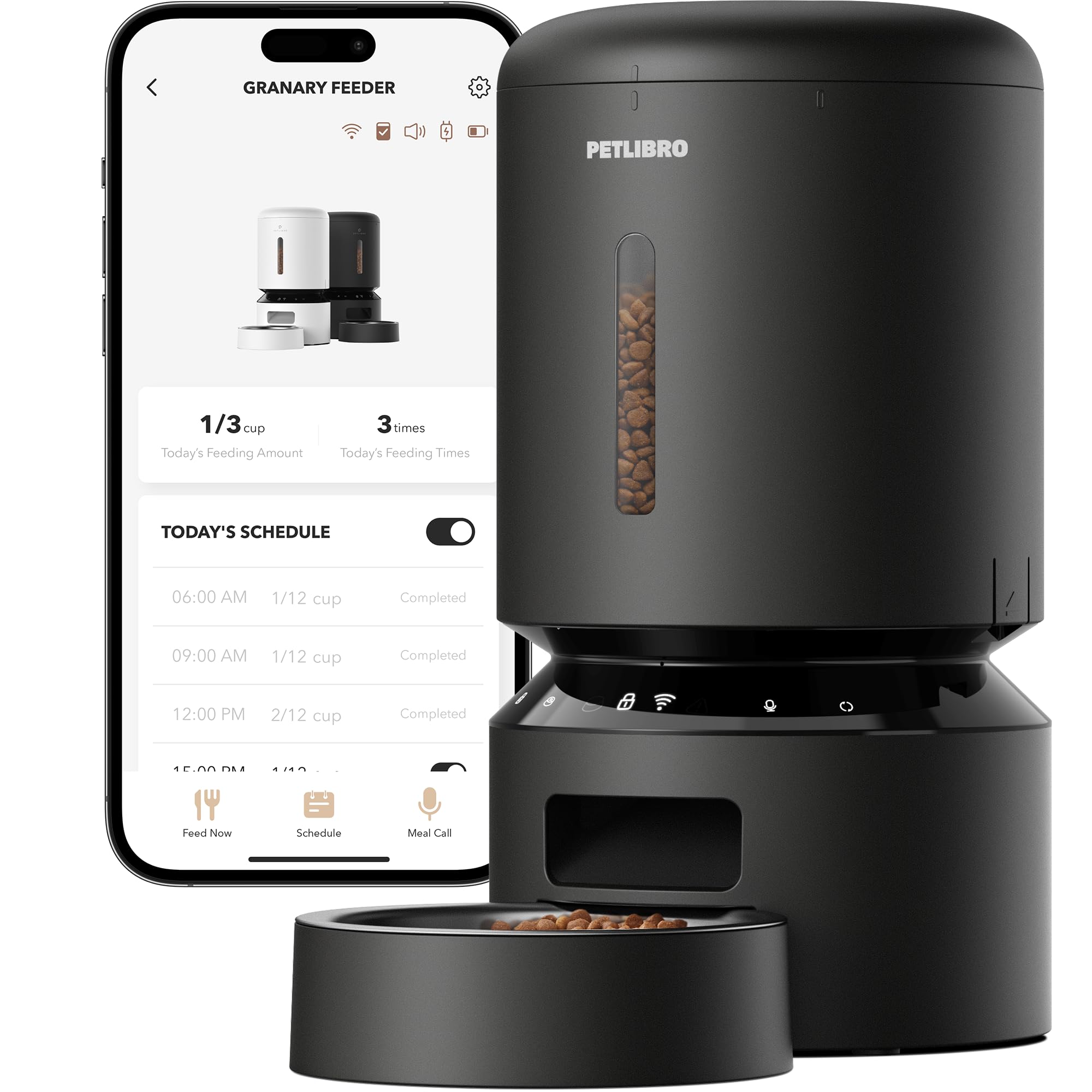 Photo 1 of PETLIBRO Automatic Cat Feeder, 5G WiFi Automatic Dog Food Dispenser with Freshness Preservation, 5L Timed Pet Feeder with Low Food Sensor, Up to 10 Meals Per Day, Granary Black
