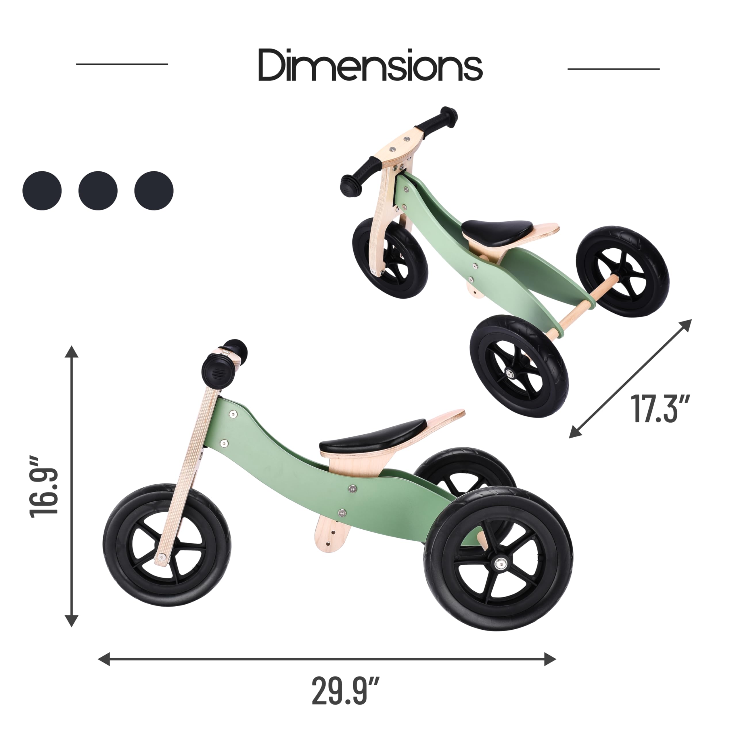 banana bike Toddler Wooden Balance Bike - No Pedals Tricycle - Puncture Proof Tires, Ergonomic and Durable - Birthday Gift for Boys and Girls - Ideal for Kids - 29.9''x16.9'' (Green)