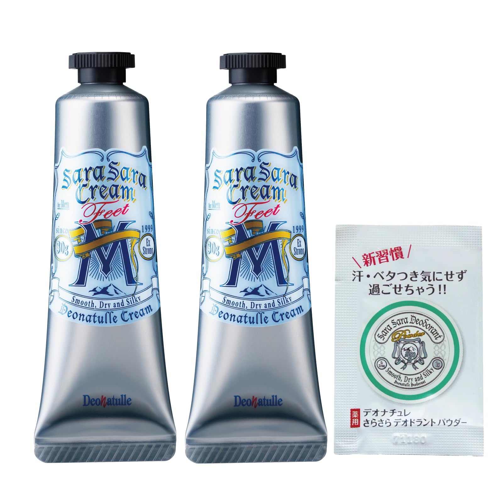 【Amazon.co.jp限定】 【医薬部外品】 デオナチュレ 男足指さらさらクリーム 男性用 足用 直ヌリ 制汗剤 クリーム ×2個(30g×2)+おまけ付き商品画像