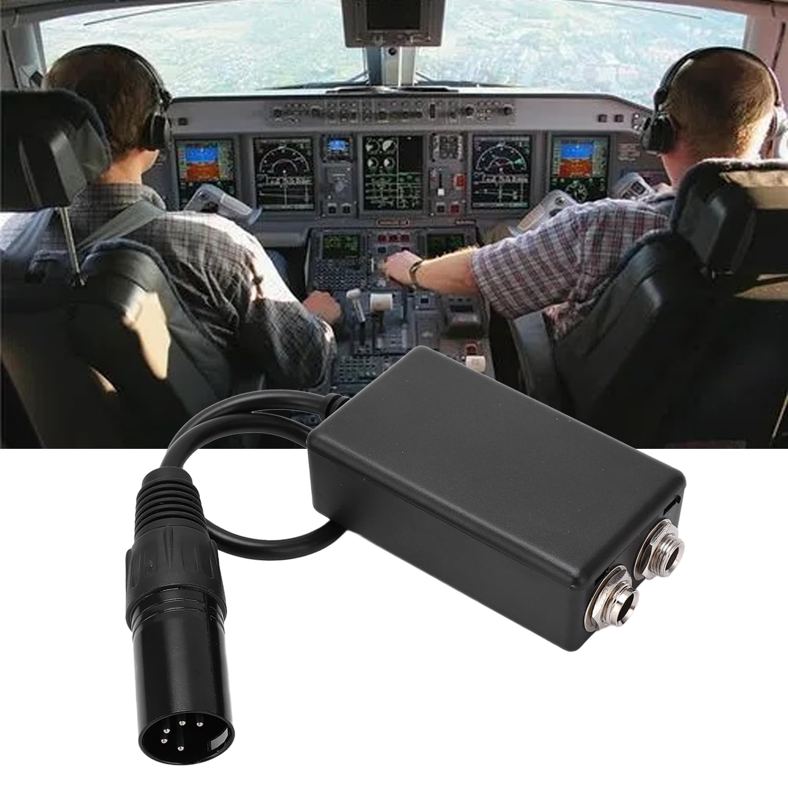 Tefola Aviation Headset Adapter, GA Dual Plugs to Airbus XLR 5 Pin Male Adapter, Headphone Extension Cable General Adapter