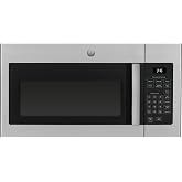 GE 30" Over-the-Range Microwave 1.6 Cu. Ft., 1000W Stainless Steel | 300 CFM Hood Vent, LED Lighting, 12.8&rdquo; Removable Turntable, 10 Power Levels, 4 Convenience Cook Settings JVM3160RFSS
