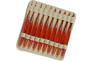 10Pcs Acrylic Handle Crochet Hook Set Ergonomic Grip Aluminium Hook Needle for Knitting Crocheting 3.0-8.0mm Assorted Sizes N