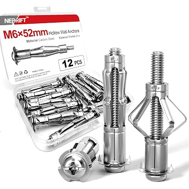 Hollow-Wall Anchors – 3/8” X 3-3/4”, Steel T-Head, Yellow Zinc, 4 Pieces
