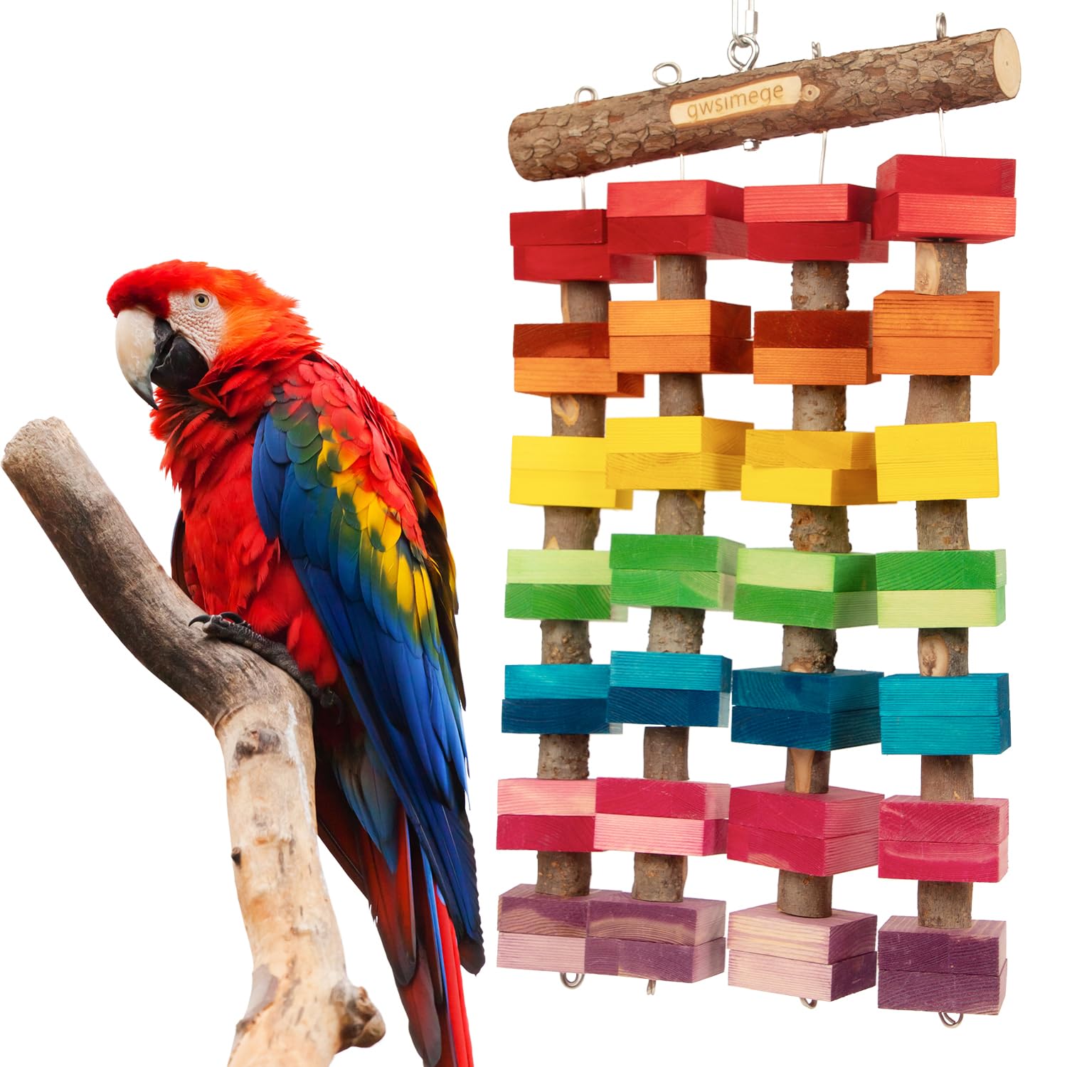 Photo 1 of 23.6"x13.7",2.17",Wooden Block 2.76" Macaw Toys,Large Parrot Toy,Large Bird toysLarge Macaws,Amazon Parrots.Provides an Ideal Place for Your Bird to chew and Climb