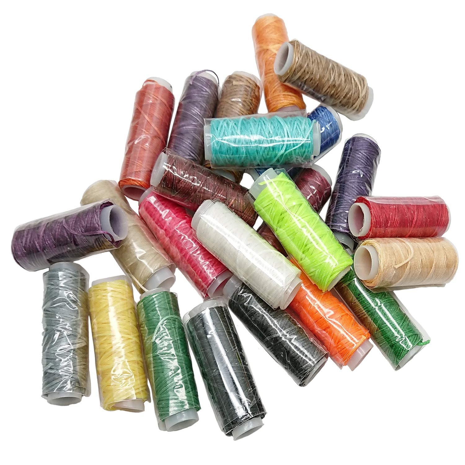 24 Colors Waxed Thread, Leather Sewing Thread,Hand Stitching Thread for Hand Sewing Leather and Bookbinding, 13Yards Per Color