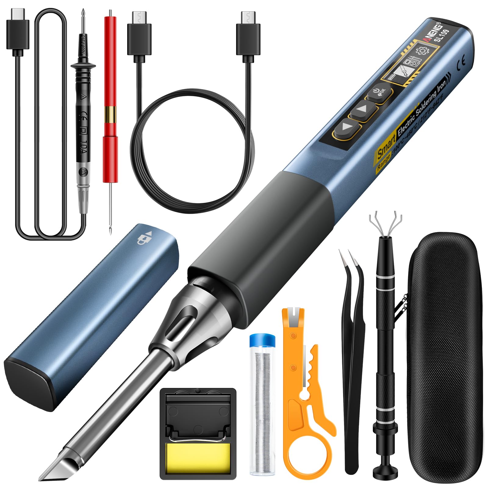 Photo 1 of **MISSING POWER CORD** Soldering Iron Kit, Portable Soldering Iron 2in1 Usb soldering gun with Portable Case LED Digital Adjustable Temperature 212-842? 75W 3S Fast Heating Auto-Sleep Mode for Electronics DIY (SL109)