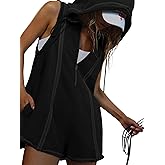 utcoco Women's Summer Casual Sleeveless Romper 2025 Zip Up Hoodies Loose Fit Shorts Jumpsuit with Pockets
