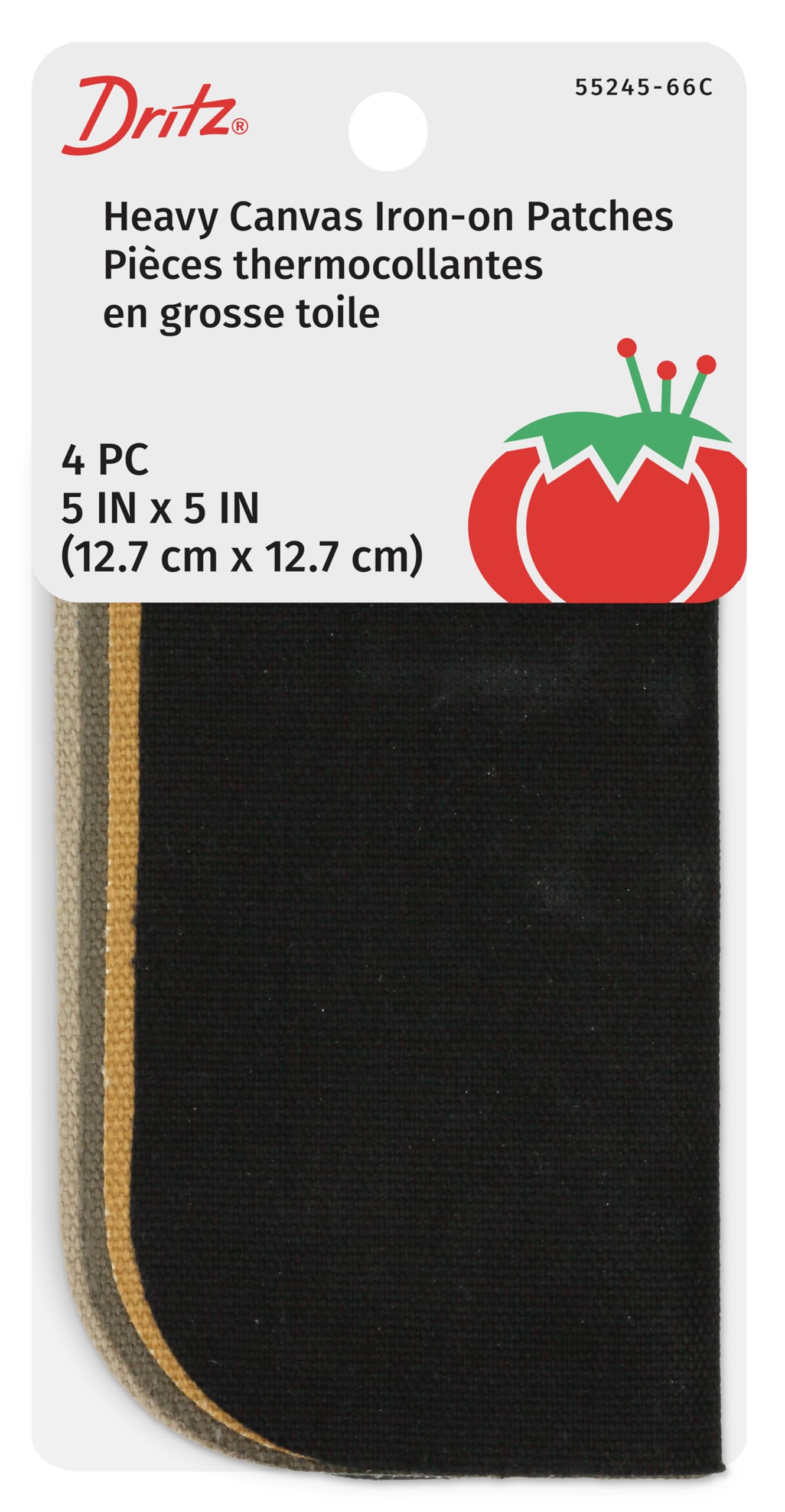 Dritz Fabric Iron-On Heavy Canvas Patches 5-inch x 5-inch 4/Pkg-Assorted Colors