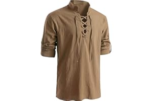 Westmall Men's medieval Retro Style pirate Shirts Renaissance shirt Long Sleeve Shirts Viking style Halloween costume