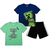 Minecraft Boys 3-Pack Shirt Set - Includes Two Tees and Mesh Shorts