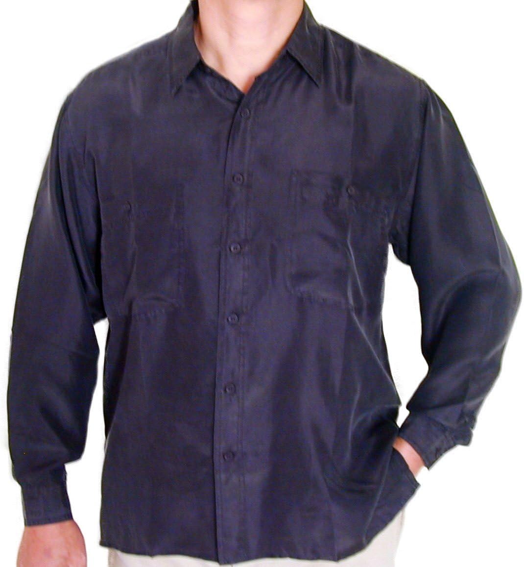 SURPRISE Men's 100% Silk Shirts Black