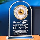 XLSJGYP 30th Wedding Anniversary Quartz Clock Gifts for Parents, 30 Years Golden for Couple, Happy 30th Anniversary Decoration Gift for Her Him (Battery not Included) (30th