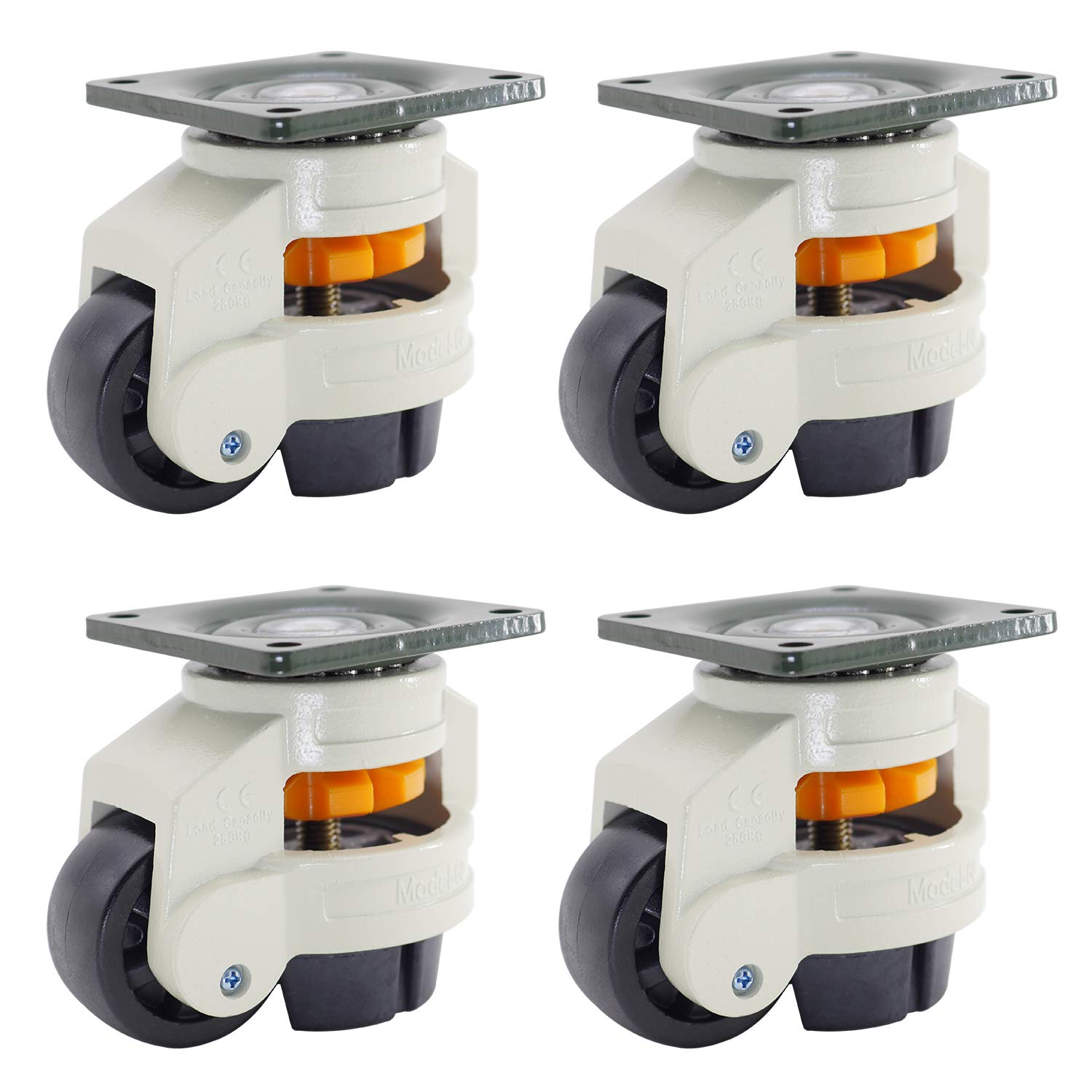 Dr.Luck 2Inch Workbench Leveling Caster w/Nylon Wheel, Top Plate