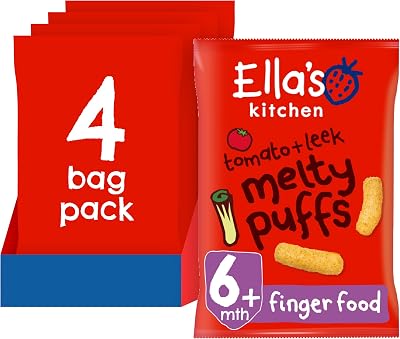 Ella's Kitchen Organic Tomato & Leek Melty Puffs 4x20g Snacking Pack