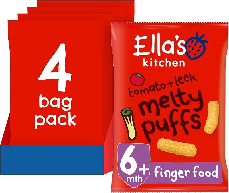 Ella's Kitchen Organic Tomato & Leek Melty Puffs 4x20g Snacking Pack
