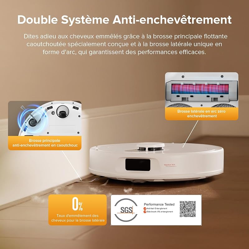 QV 35S Robot Aspirateur Set, 10 000 pa d'Aspiration, Double Système Anti-Enchevêtrement, Deux Balais Relevables 10mm, Technologie RéActive & Navigation PreciSense LiDAR, Station Tout-en-Un