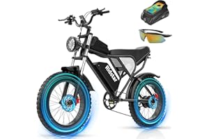 Ridstar Electric Bike for Adults Q20, 3000/1500W, 37/30MPH,52V 40AH,48V/20AH E-Bike,30-180 Miles Electric Motorcycle, 20" Fat Tire Dirt Bike, UL2849 All Terrain for Mountains, Snow, Sand, Road